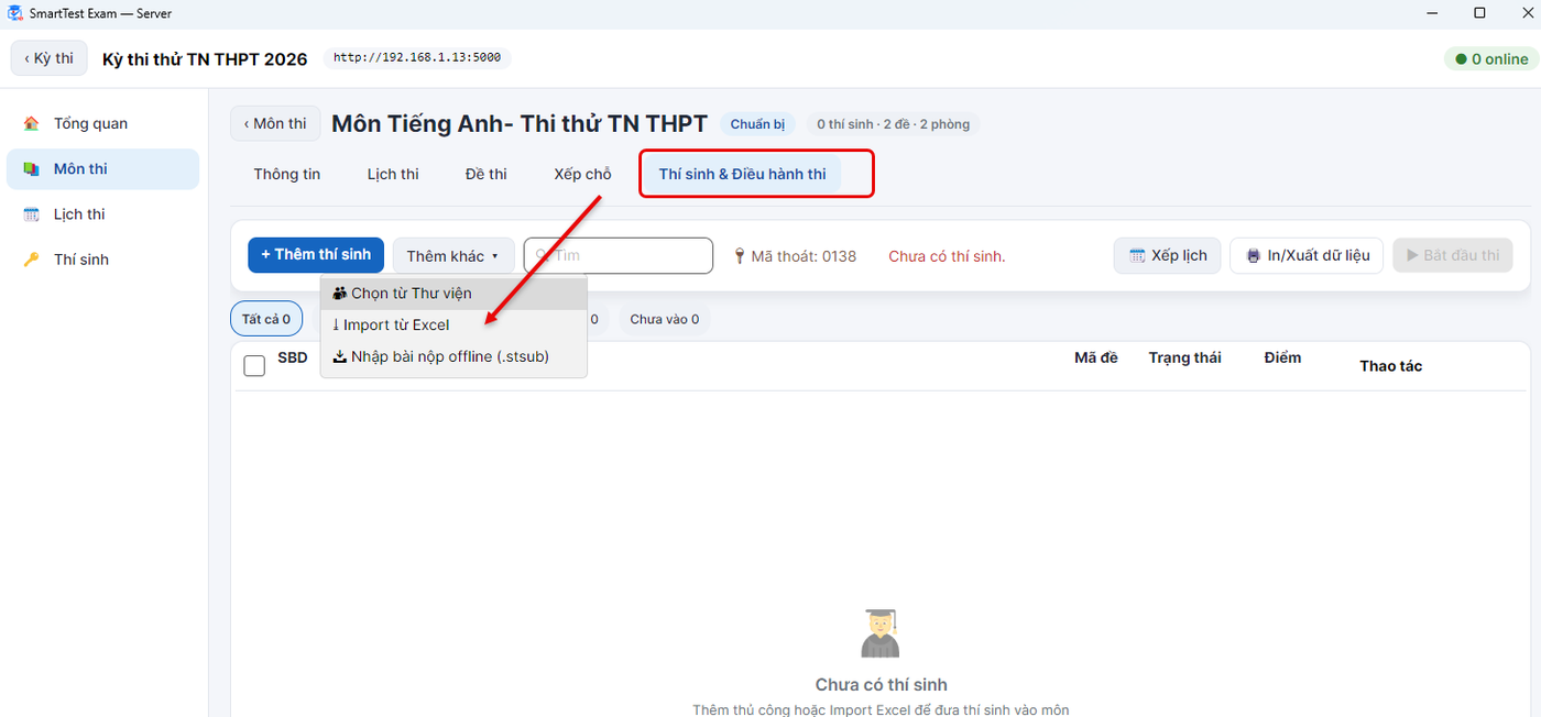 Thẻ Thí sinh & Điều hành thi